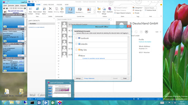 Office 2013 + soziale Netzwerke (Facebook, LinkedIn, XING, etc.) - nach Outlook Synchronisation mit der Kanzleisoftware LawFirm